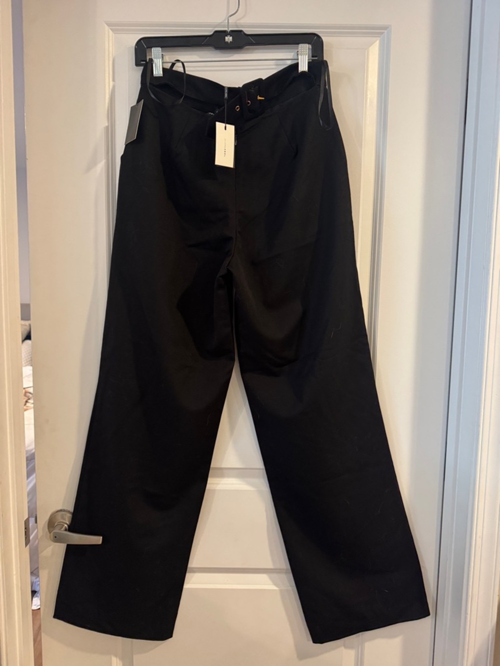 JLUXLABEL NWT Women's Black Wide-Leg Pants with Belt Accent in Back